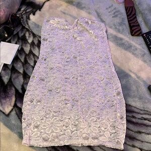 Strapless Lace Bodycon Dress in Light Lilac